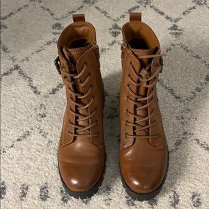 Brown combat boots